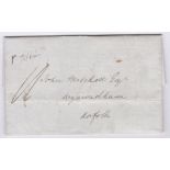 London 1820 EL-Posted within London, there are no9 postal marks-privately delivered.