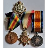 British WWI 1914-15 Star Trio to 5033 Pte. C.J. Higgingbotham, East Surrey Regiment, also the