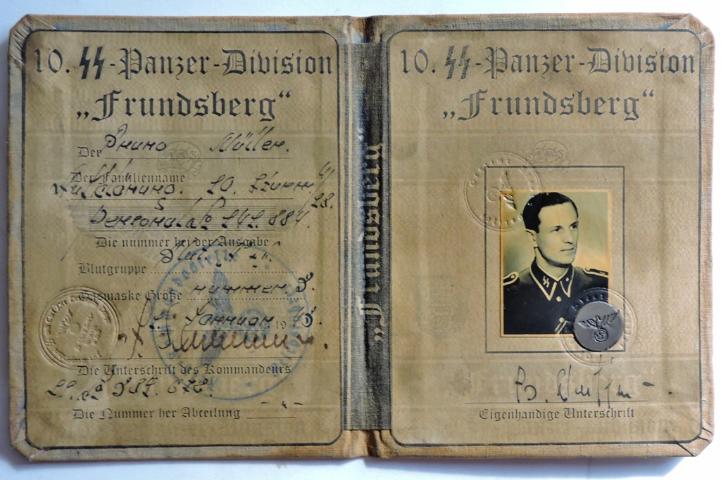 German SS Panzer Division 'Frundsberg' Identity Book for an NCO