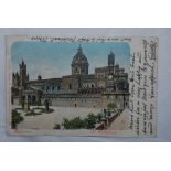 Italy 1901 Postcard colour view of 'La Cathedrals; Palermo. With early card used to London