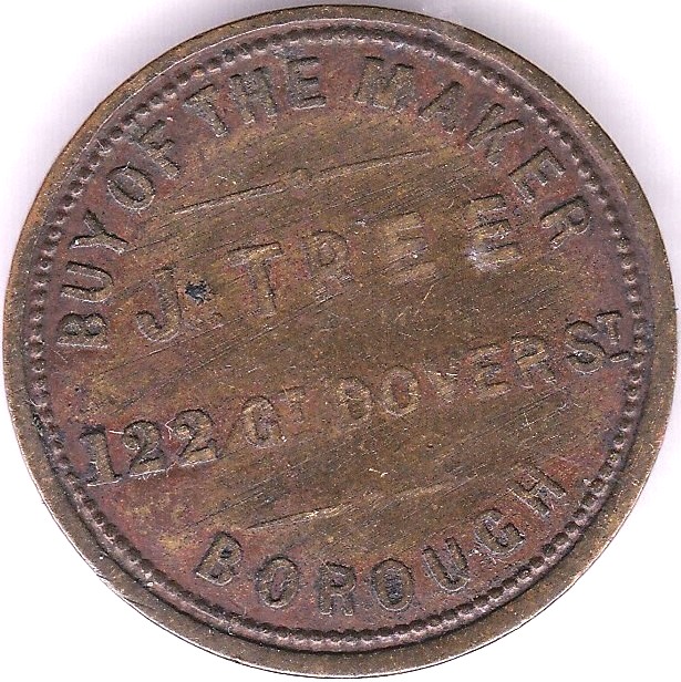 London Token J. Tree, 122 GT Dover ST, Borough, rev; Wedding Rings/ Hallmarked/ Sold by weight, GVF - Image 2 of 3