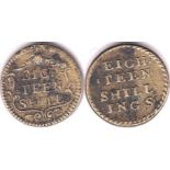 Antique Brass Coin Weight Eighteen/Shillings, VF