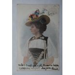 Switzerland 1900 Beautiful Lady costume and hat, use Bern to London, pub Kaiser, Bern