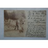 Switzerland 1899-Scarce early photo card, Dog Milk Cart, dispensing milk to the young lady