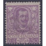 Italy 1901 50c violet Mint o/c, large post, SG70. Cat £900.