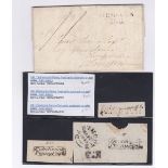 Devon - (3) items on piece boxed Colnbrook penny post, Telgnmouth-penny post, Dartmouth-penny post +