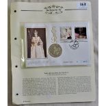 Turks and Caicos P&N 1993 40th Anniversary of the Coronation Coin (5 Crowns) and stamp First Day