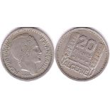 Algeria 1949 20 Francs EF, KM 9