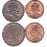 Cape Verde 1930 5 Centavos, KM 1, BUNC with full lustre and 1930 10 Centavos, KM2, GEF/AUNC with