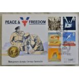 P&N 1995 Peace and Freedom Coin and Stamp Cover with United Nations £2 G.B. Coin and 2nd May 1995