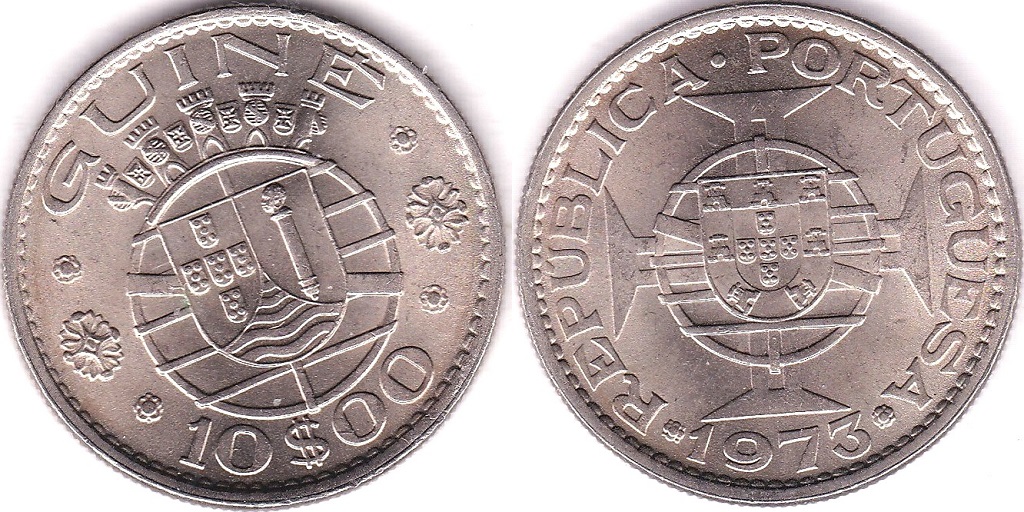 Portuguese Guinea 1973 10 Escudos, KM, BUNC, Scarce