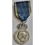 Swedish Carl Gustaf XVI, 1943-sporting federation medal, awarded to Michael Baxter, in appreciation,
