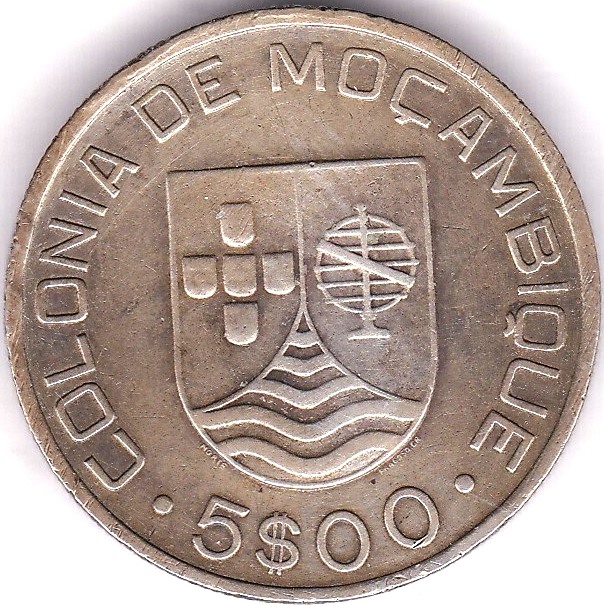 Mozambique 1938 5 Escudos, Km 69, EF, Rare - Image 2 of 3