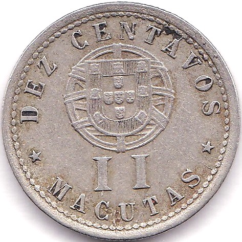 Angola 1928 10 Centavos (2 Macutas) GVF, KM 67 - Image 2 of 3