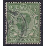 Great Britain 1912 1/2d green, Die B, SG 335, fine used.