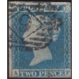 Great Britain 1841 2d blue, AF, close to large margins