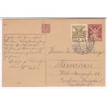Czechoslovakia 1921 40 Filler Postal Stationery Card uprated 10 Filler adhesives, used Marienbad