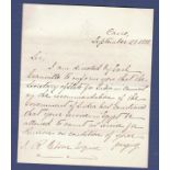 Egypt - 1881 Cairo Gov-Gen to J.R.Gibson. Letter of Appointment Gibson's Service in Egypt.