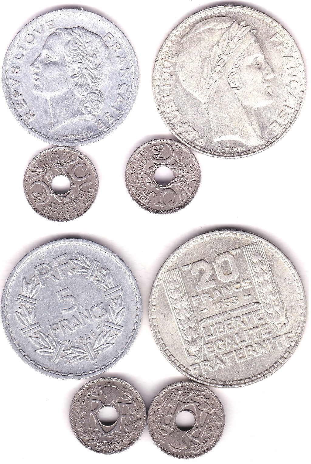 France 1922 (b) 5 Centimes, KM 875, scarce, 1946C, 5 Francs, AUNC, Scarce KM 888b.3, 1933 5