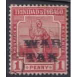 Trinidad & Tobago - 1918 War Tax & Type 25, 1d Scarlet, Overdue Double, SG186 fine used SG £225.