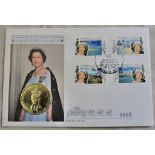 Turks and Caicos P&N 1992 40th Anniversary to the Throne 5 Crowns Coins and Stamp Set First Day