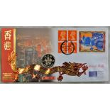 Hong Kong - 1997 (30 Jun) Booklet Pane Commemorative Cover with Hong Kong $5 coin. Very attractive