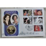 Alderney P&N 1992 £2 Coin and GB Stamp set First Day cover - 40th Anniversary of the Accession to