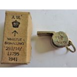 RAF-Interest an Air Ministry marked Dinghy Escape whistle, and rare RAF Wound stripe