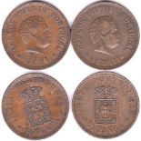 Portuguese India 1901 1/2 Tanga, KM 16, AUNC, nice example and India 1903 1/2 Tanga, KM 16, VF/GVF
