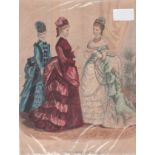 Latest Paris Fashions, a mid 19th century print of the fashion of the time. Signed H. Leger