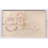 London to Edinburgh (Nov 1818)-paid 6d in black script 1/1 in red which was correct 1818.