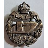 British Tank Corps WWI Officers Cap Badge