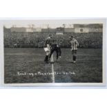 Football - Reading V Manchester United c.1912 rare Real Photographic Postcard - Team Captains and