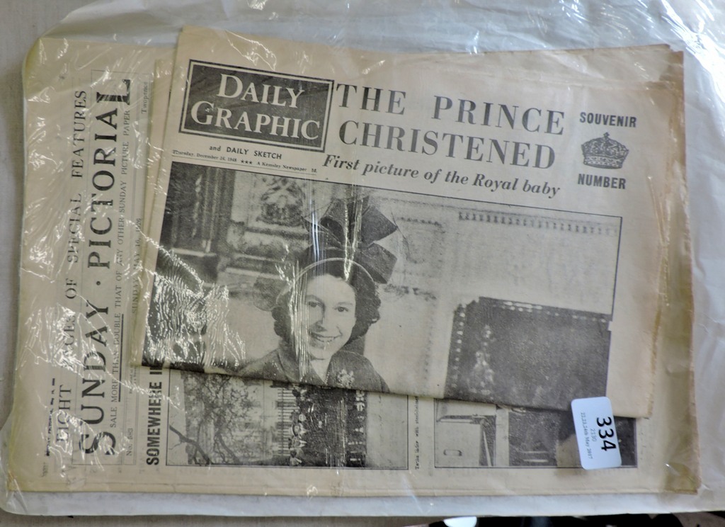 (2) Newspapers-Daily Graphic - dated December 1948-showing first pictures of the Royal Baby-Sunday