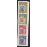 Southern Rhodesia 1954 Revenue Stamps 5/-, 10/-, £2 and £5. Very fine used on piece (4).