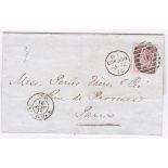 London 1876-Wrapper London-Paris with London District post cancel(16) for Chigwell, Victoria