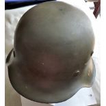 German WWII 1942 Pattern Stahlhelm with interesting Decals painted for the 'HJ' flakhelfer, which