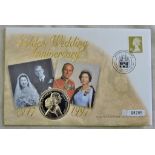 Great Britain P&N 1997 Royal Golden Wedding Anniversary £5 Coin and Westminster Abbey Stamp Cover (