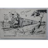 Railway/Suffolk - the Southwold Express - four comic cards by reg Carter, one used 1918, another