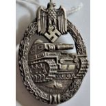 German WWII-Panzer Assault badge, silver grade.