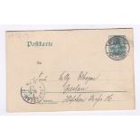 Germany 1903 5 PF Postal Stationery Reply Card, used Hirschberg to Breslau.