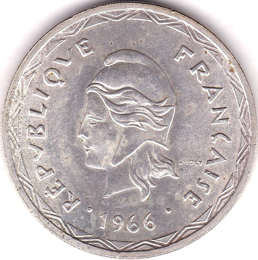 New Hebrides 1966 100 Francs, silver, KM 1, BUNC - Image 2 of 3