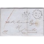 Cambs 1843 EL-from Cambridge to Ely with fine double ring cancels for both, M/S, one in red on