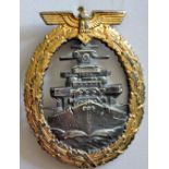 German WWII High Seas Fleet War Badge, makers mark: RS&S. Good condition