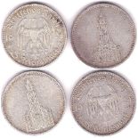 Germany 1934A and 1934D 5 Reichmark VF and GVF, KM83 (2)