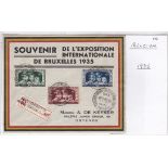 Belgium 1935 Brussels International Exhibition Souvenir cover with Exhibition registration label and