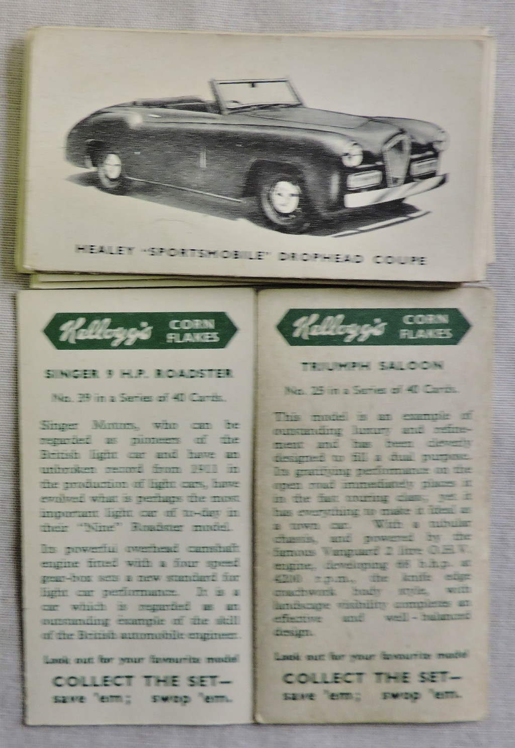 Kellogg Company (GB) Motor Cars 1949 Black and White (5) Coloured (5), VG or better (10)