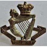 British 8th Kings Royal Irish Hussars cap badge, QVC, (Bi-Metal, lugs) some slight verdigris