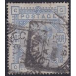 Great Britain 1883-4 10/- pale ultramarine, SG 183a, used with London squared circles, Cat £525. A