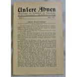 German Ancestry leaflet and how to find ones ancestors "Unsere Ahnen" booklet No.1. An interesting